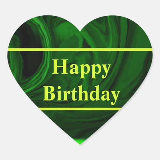 Grüner Malachitstein, personalisiert Herz-Aufkleber (Vorderseite)