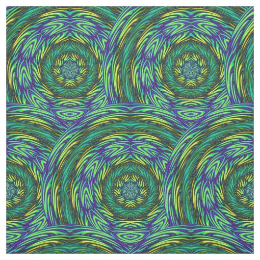 Grüner Mandala-abstraktes Gewebe Stoff (Muster)