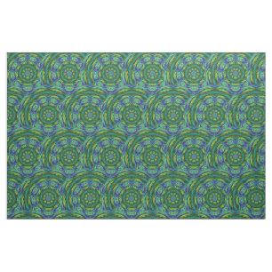 Grüner Mandala-abstraktes Gewebe Stoff