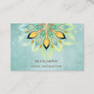 Grüner Mandala Holistischer Lotus Floral Zen Yoga Visitenkarte