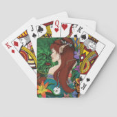 Grüner Mann Elf Fantasy Florale Illustration Spielkarten (Rückseite)