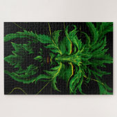 Grüner Mann Fae Blätter Schwarz Puzzle (Horizontal)