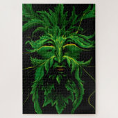 Grüner Mann Fae Blätter Schwarz Puzzle (Vertikal)