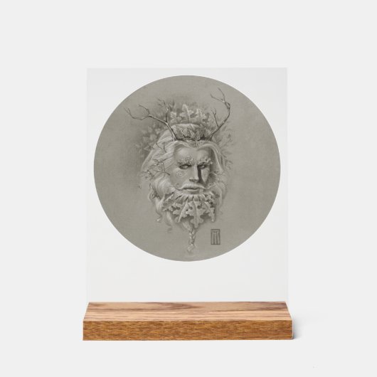 Grüner Mann mit Eichenbart Acrylschild (Vorderseite)