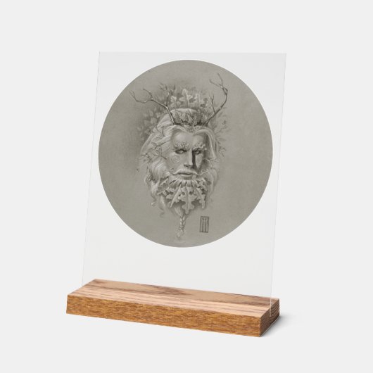 Grüner Mann mit Eichenbart Acrylschild (Winkel)