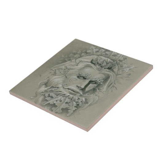 Grüner Mann mit Eichenholzbart Fliese (Seite)