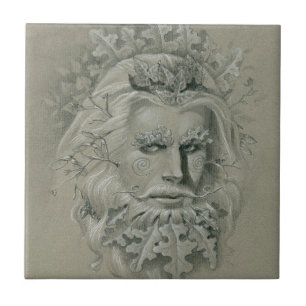 Grüner Mann mit Eichenlaubbart Fliese