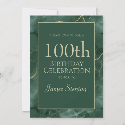 Grüner Marmor 1000. Geburtstag Einladung (Vorderseite)