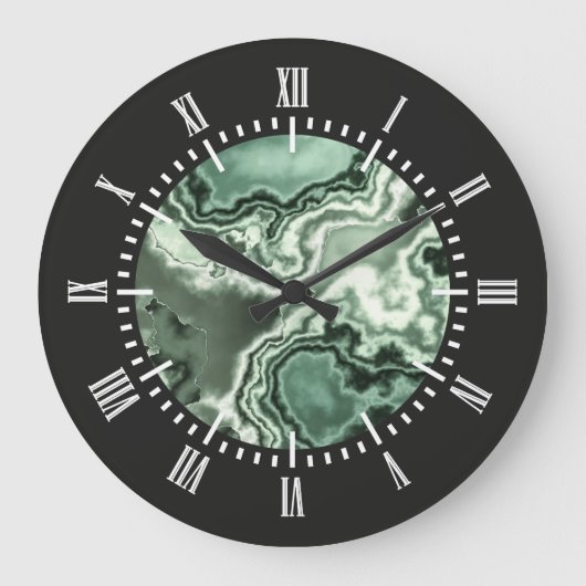 Grüner Marmor 2 Große Wanduhr (Vorderseite)