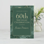 Grüner Marmor 60. Geburtstag Einladung (Stehend Vorderseite)