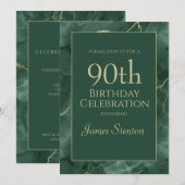 Grüner Marmor 90. Geburtstag Einladung (Vorne/Hinten)