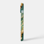 Grüner Marmor Chic Gold Glitter Monogramm iPhone 15 Hülle (Linke Seite)