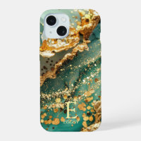 Grüner Marmor Chic Gold Glitter Monogramm