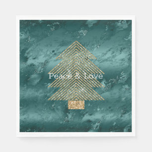 Grüner Marmor Gold Glitter Weihnachtsbaum Serviette