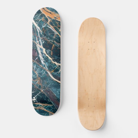 grüner Marmor, Goldmarmor (Marmor Art 1) Skateboard (Vorderseite)