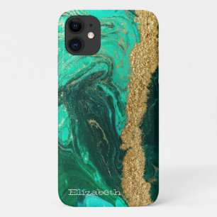 Grüner Marmor Steinstruktur Gold Glitter Case-Mate iPhone Hülle