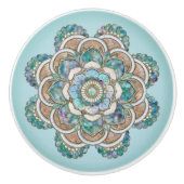 Grüner Marmor und Kupfer Mandala Keramikknauf (Vorderseite)