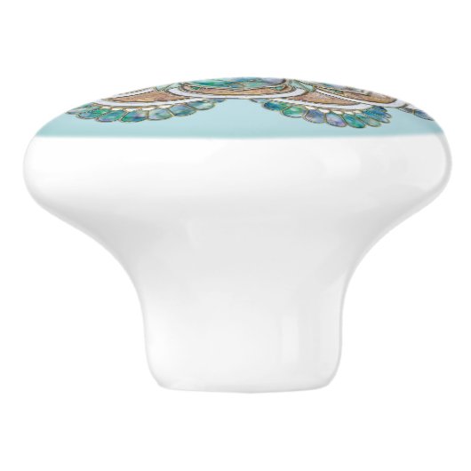 Grüner Marmor und Kupfer Mandala Keramikknauf (Seitenansicht)