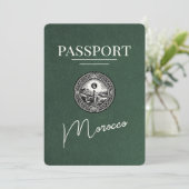 Grüner Marokko Reisepass Save The Date (Stehend Vorderseite)