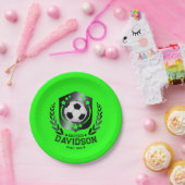 Grüner maßgeschneiderter Fußball | Personalisierte Pappteller (Party)