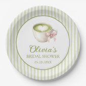 Grüner Matcha Latte Brautparty Pappteller (Vorderseite)