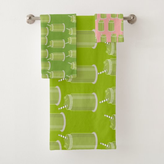 Grüner Matcha Latte Mason-Glas-Muster-Eistee Badhandtuch Set (Insitu)