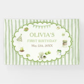 Grüner Matcha-Streifen Geburtstag Banner (Horizontal)