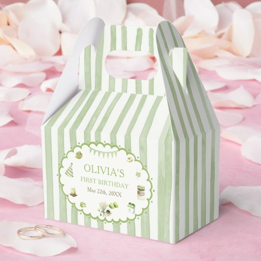 Grüner Matcha-Streifen Geburtstag Geschenkschachtel (Hochzeit)