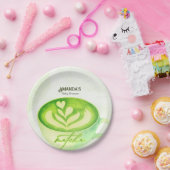 Grüner Matcha-Tasse Baby Shower Pappteller (Party)