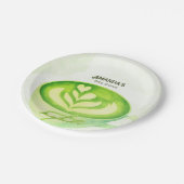 Grüner Matcha-Tasse Baby Shower Pappteller (Schrägansicht)