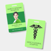 Grüner Medizinisch-Technischer-Assistent Caduceus Ausweis (Vorder- & Rückseite)
