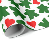 Grüner Meeple mit rotem Herzen Geschenkpapier (Rolleneckpunkt)