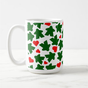 Grüner Meeple mit rotem Herzen Kaffeetasse