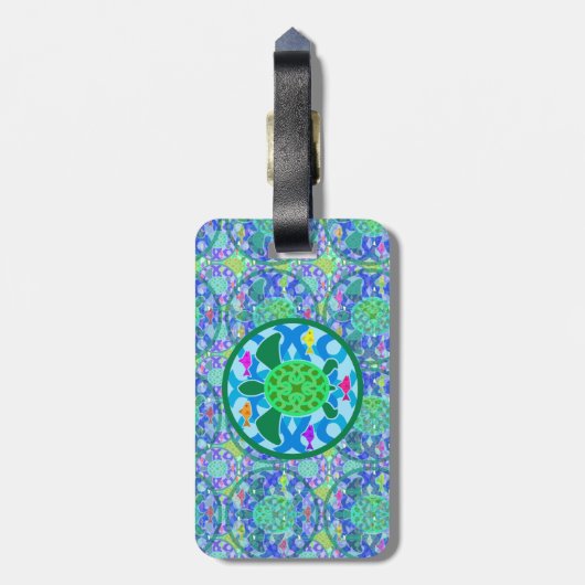 Grüner Meeresschildkröte-Gepäckanhänger Gepäckanhänger (Rückseite vertikal)