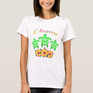 Grüner Meeresschildkröte-Hawaiianer Ohana T-Shirt