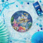 Grüner Meeresschildkröten-Papier Plättchen tropisc Pappteller (Party)