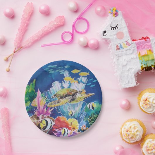 Grüner Meeresschildkröten-Papier Plättchen tropisc Pappteller (Party)