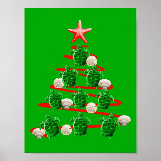 Grüner Meeresschildkröten Weihnachtsbaum Poster (Vorne)