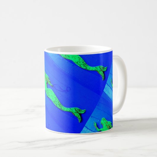 Grüner Meerjungfisch Kaffeetasse (VorderseiteRechts)
