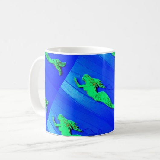 Grüner Meerjungfisch Kaffeetasse (Vorderseite Links)