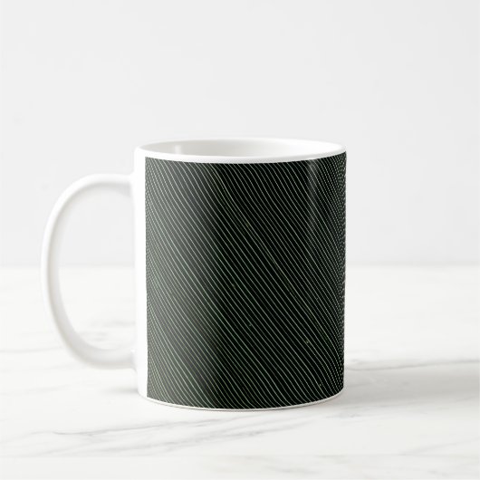 Grüner Metallstab auf schwarz-weiß pinstrix texti Kaffeetasse (Links)