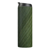 Grüner Metallstab auf schwarz-weiß pinstrix texti Thermosbecher (Nach rechts gedreht)