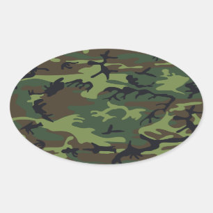 Grüner Militär Tarnanzug Wald Ovaler Aufkleber