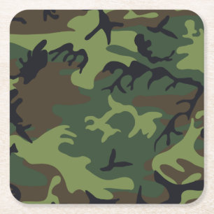 Grüner Militär Tarnanzug Wald Rechteckiger Pappuntersetzer