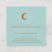 Grüner Minimal Moderner Himmelssonnenmond Quadratische Visitenkarte (Rückseite)