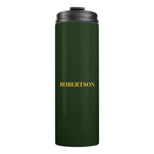 Grüner minimalistischer benutzerdefinierter Name Thermosbecher (Vorderseite)