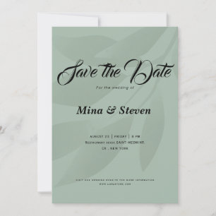 Grüner minimalistischer bohemianischer botanischer save the date