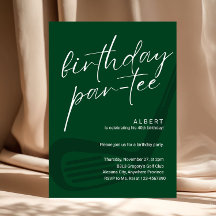 Grüner minimalistischer Herren-Golf-Geburtstag Par