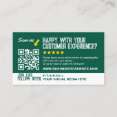 Grüner minimalistischer moderner QR-Code Visitenkarte (Rückseite)