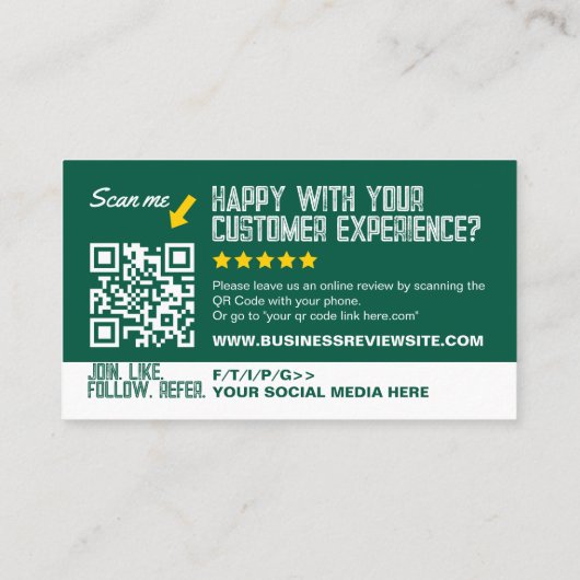 Grüner minimalistischer moderner QR-Code Visitenkarte (Rückseite)